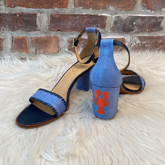 Jack Rogers Lobster Embroidered Summer Heels, Size 11M,Specials : American Fashion Style Bags On Sale